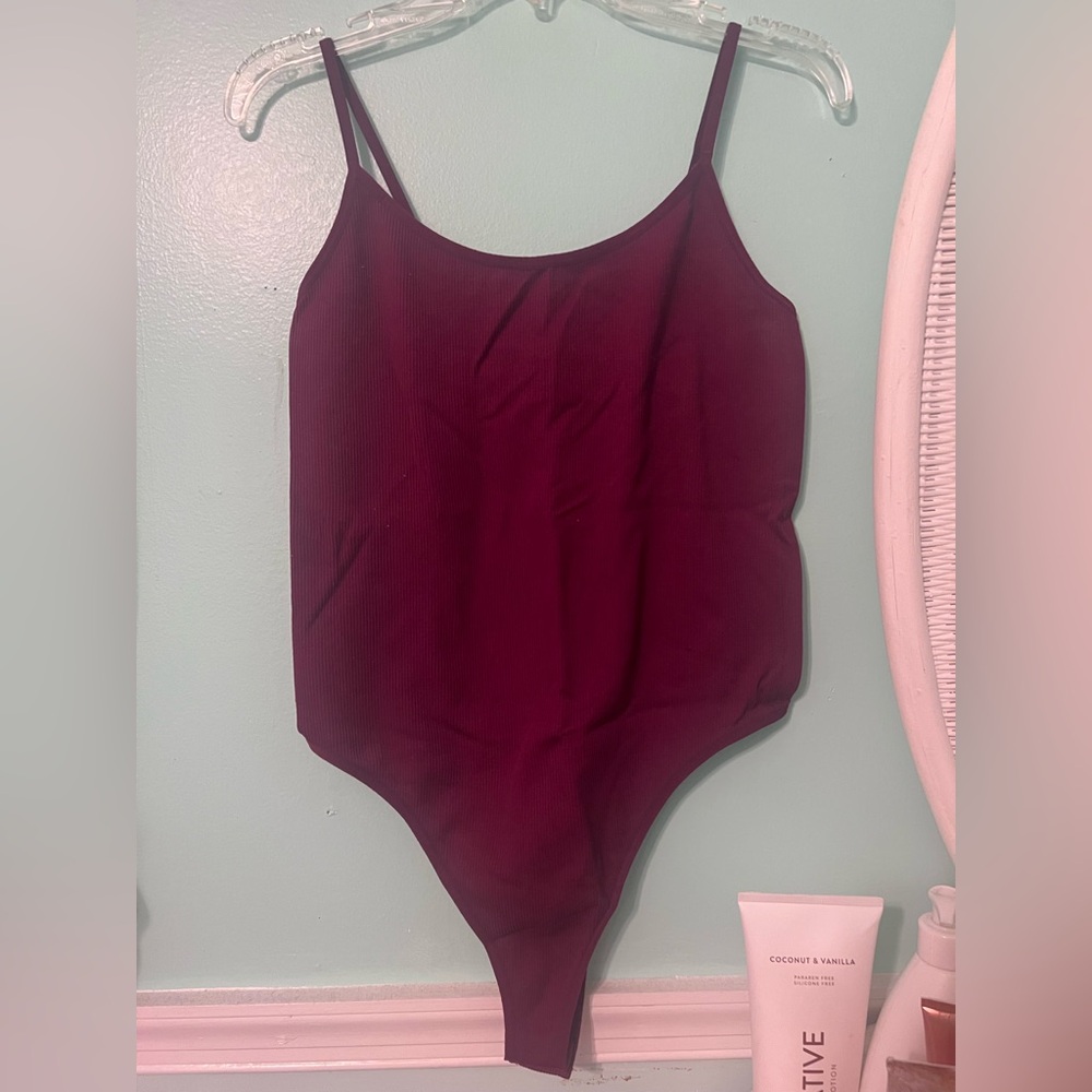 Burgundy Ribbed Bodysuit